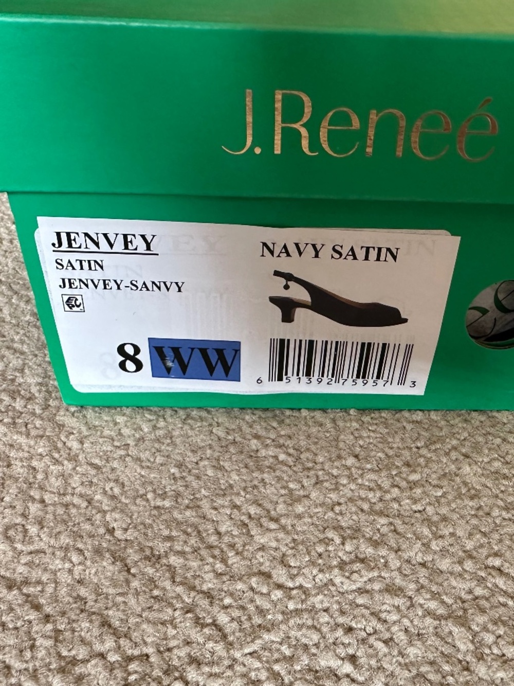 NIB J. Renee Jenvey Sandal 8WW Navy Satin - Picture 6 of 7